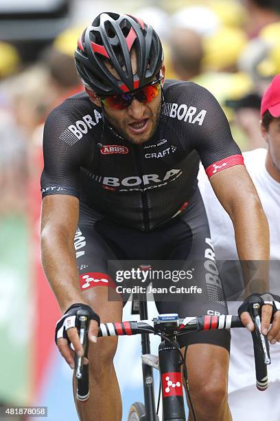 Jan Barta of Czech Republic and Bora-Argon 18 crosses the finish line of stage seventeenth of the 2015 Tour de France, a 161 km stage from...