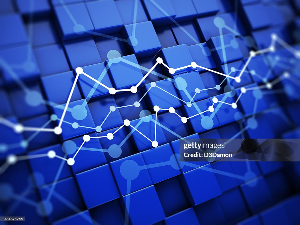 Financial chart on blue background