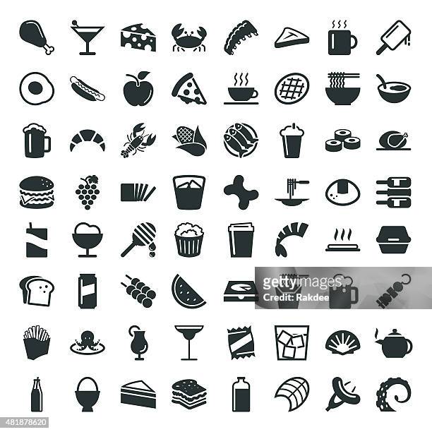 food and drink icon 64 icons - crustacean stock illustrations