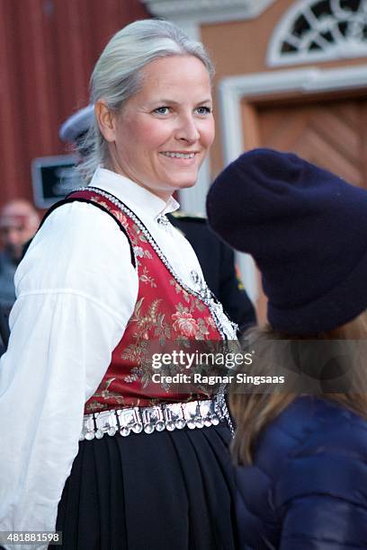Crown Princess Mette-Marit of Norway attends The Saint Olav Festival on July 24, 2015 in Stiklestad, Norway.