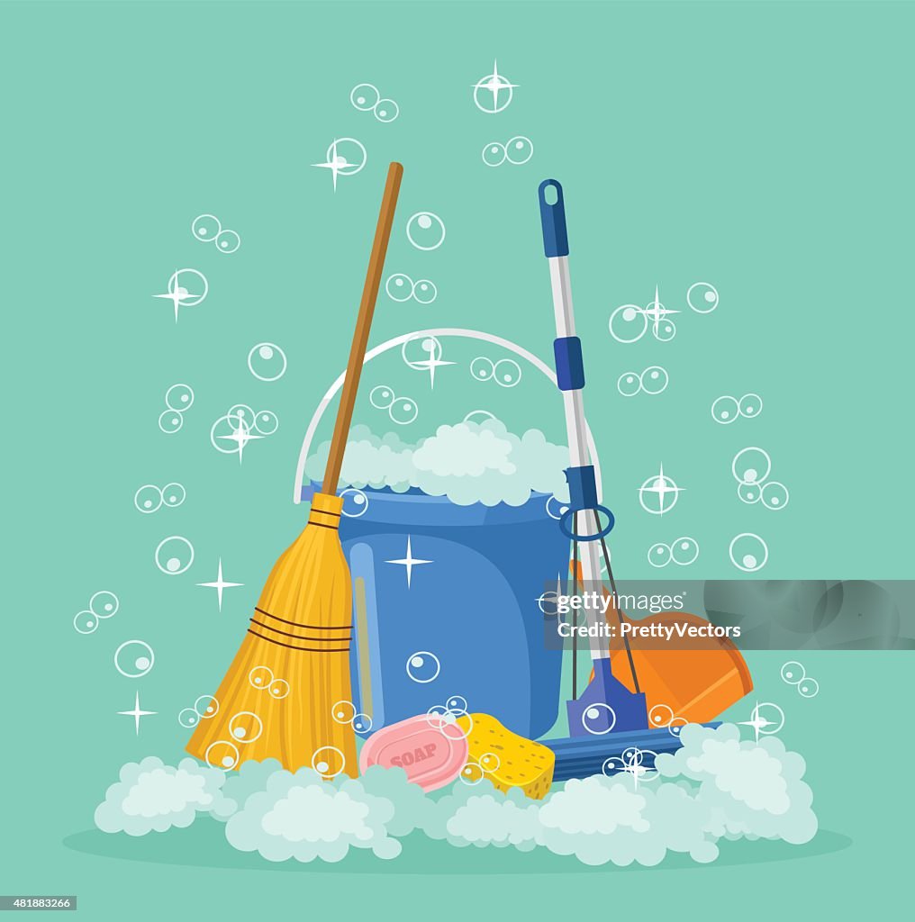Cartoon For Clean Cleaning Vector Flat Cartoon Illustration High-Res Vector Graphic ...