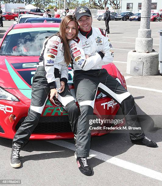 Actress Vanessa Marcil and actor Brett Davern attend the 37th Annual Toyota Pro/Celebrity Race Practice Day on April 1, 2014 in Long Beach,...