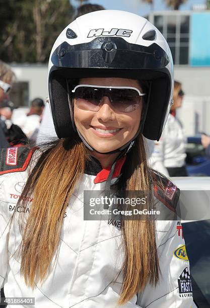 Actress Vanessa Marcil arrives at press day for the 2014 Toyota Pro/Celebrity Race on April 1, 2014 in Long Beach, California.