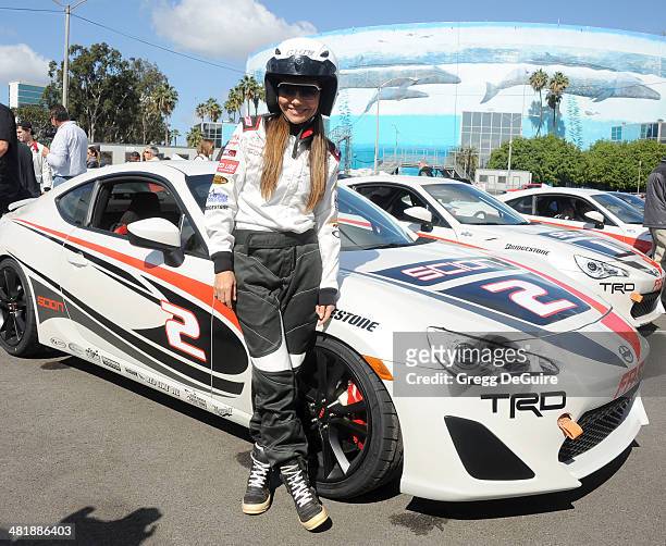 Actress Vanessa Marcil arrives at press day for the 2014 Toyota Pro/Celebrity Race on April 1, 2014 in Long Beach, California.