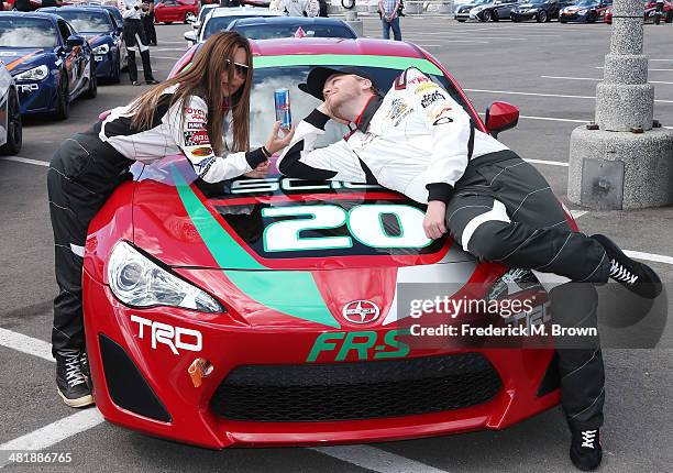 Actress Vanessa Marcil and actor Brett Davern attend the 37th Annual Toyota Pro/Celebrity Race Practice Day on April 1, 2014 in Long Beach,...