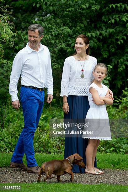 Crown Prince Frederik of Denmark, Crown Princess Mary of Denmark and Princess Isabella of Denmark attend the annual summer Photocall for The Danish...