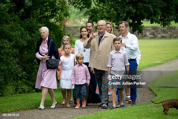 Queen Margrethe and Prince Henrik of Denmark with grandchildren and members of The Danish Royal Family attend the annual summer Photocall for The...