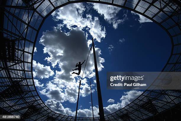 Renaud Lavillenie of France competes in the Mens Pole Vault on day two of the Sainsbury's Anniversary Games at The Stadium - Queen Elizabeth Olympic...