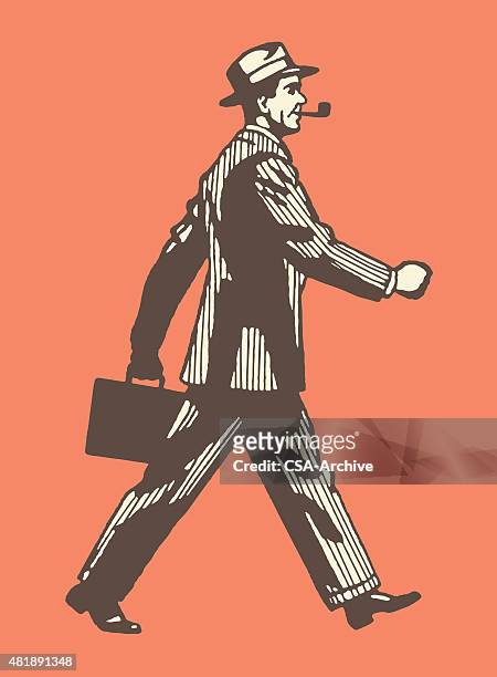 man walking briskly - salesman stock illustrations