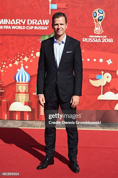 Oliver Bierhoff, manager of the German national team attends the Preliminary Draw of the 2018 FIFA World Cup in Russia at The Konstantin Palace on...