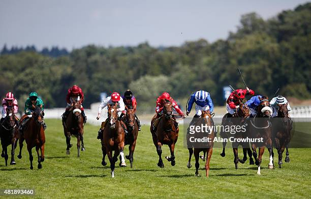 William Buick riding Portage win The Weatherbys Private Banking Handicap Stakes at Ascot racecourse on July 25, 2015 in Ascot, England.