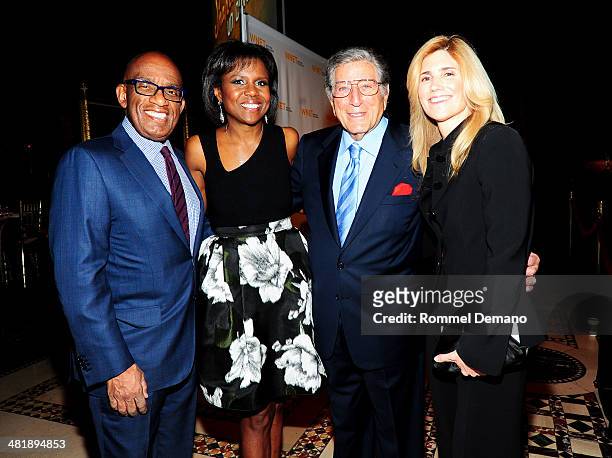 Al Roker, Deborah Roberts, Tony Bennett and Susan Crow attend the WNET 2014 Gala at Cipriani 42nd Street on April 1, 2014 in New York City.