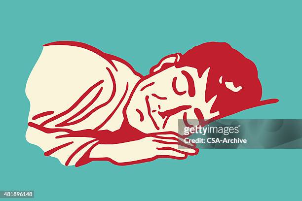 stockillustraties, clipart, cartoons en iconen met man sleeping - pillow
