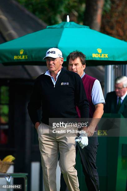 Peter Fowler of Australia in action during in action during completion of the second round of The Senior Open Championship played at the Old Course,...