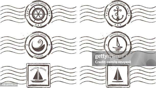 wasserfahrzeug briefmarken - anker stock-grafiken, -clipart, -cartoons und -symbole