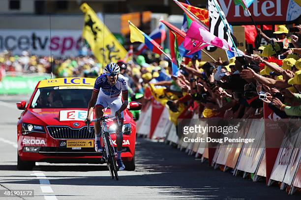 Thibaut Pinot of France and FDJ sprints for the finish line to win the twentieth stage of the 2015 Tour de France, a 110.5 km stage between Modane...