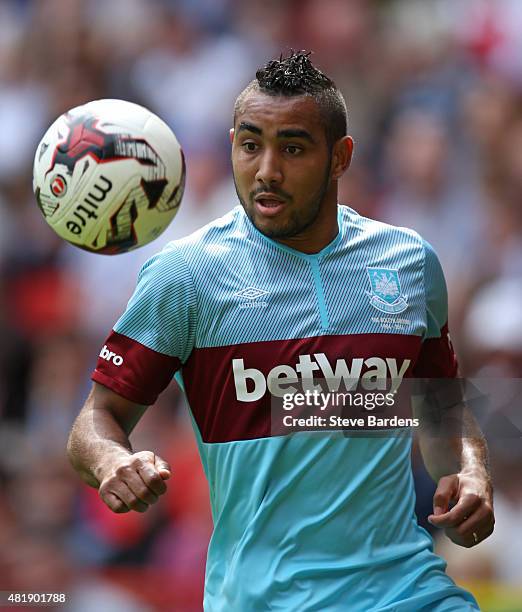 Dimitri Payet of West Ham United in action during the pre season friendly match between Charlton Athletic and West Ham United at the Valley on July...