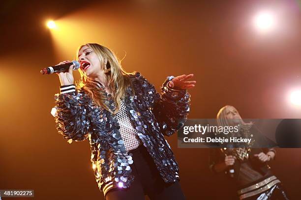 Melanie Blatt and Nicole Appleton of All Saints perform at 02 on April 1, 2014 in Dublin, Ireland.