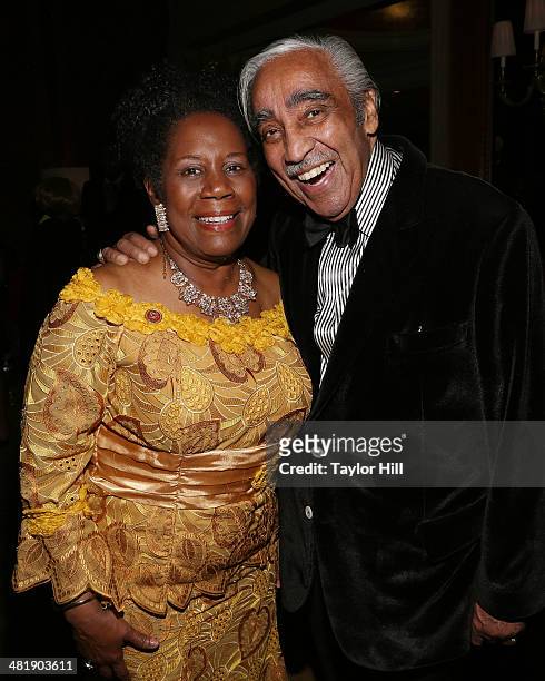Representatives Sheila Jackson Lee and Charles Rangel attend Aretha Franklin's 72nd Birthday Celebration on March 22, 2014 in New York City.