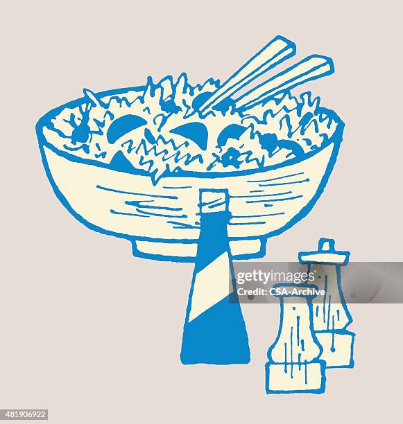 large tossed salad - group dining stock illustrations