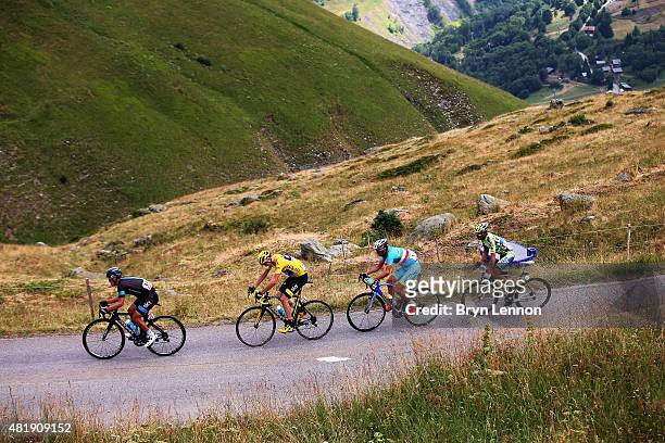 Richie Porte of Australia and Team Sky, Chris Froome of Great Britain and Team Sky, Vincenzo Nibali of Italy and Astana Pro Team and Alberto Contador...