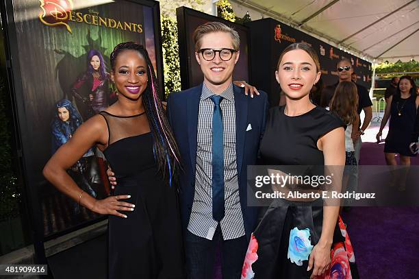 Actors Monique Coleman, Lucas Grabeel and Olesya Rulin attend the premiere of Disney Channel's "Descendants" at Walt Disney Studios on July 24, 2015...