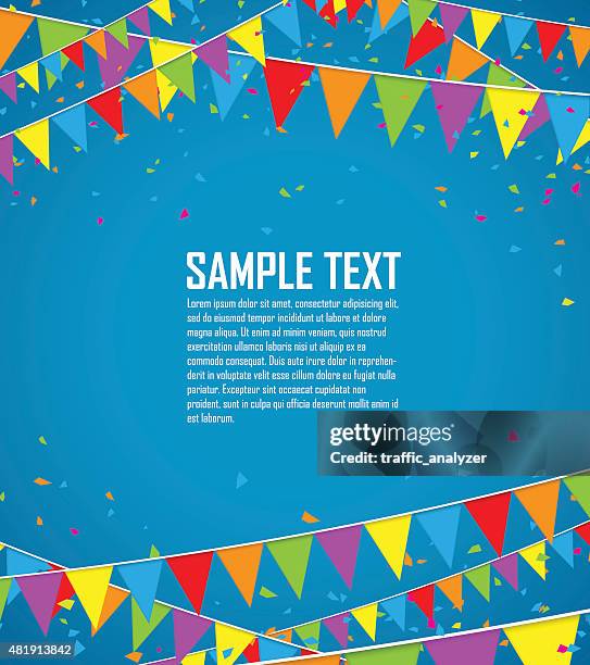 colorful flags and confetti - outdoor background stock illustrations