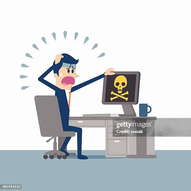 computer trouble - sweat stock illustrations