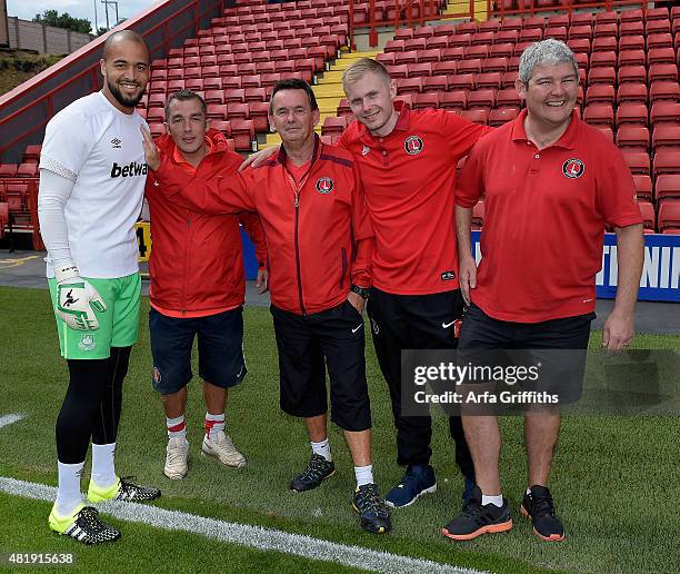 Darren Randolph of West Ham United is reunited with staff from Charlton Athletic, where he is a former player at The Valley on July 25, 2015 in...