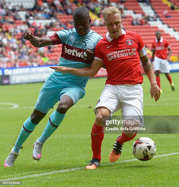 Enner Valencia of West Ham United in action during the pre season friendly between Charlton Athletic and West Ham United at The Valley on July 25,...