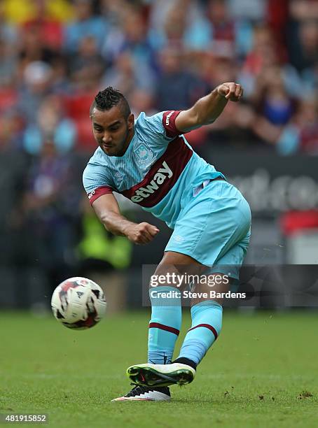 Dimitri Payet of West Ham United in action during the pre season friendly match between Charlton Athletic and West Ham United at the Valley on July...