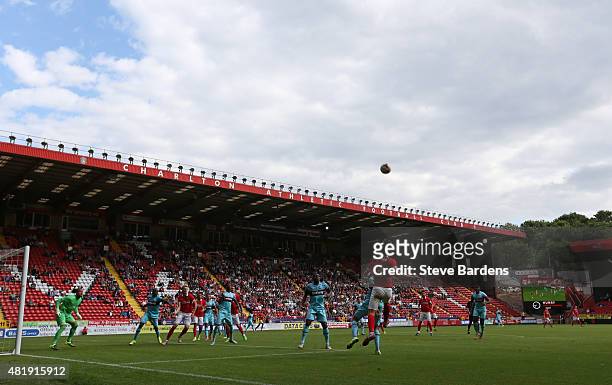 General view of the Valley during the pre season friendly match between Charlton Athletic and West Ham United at the Valley on July 25, 2015 in...