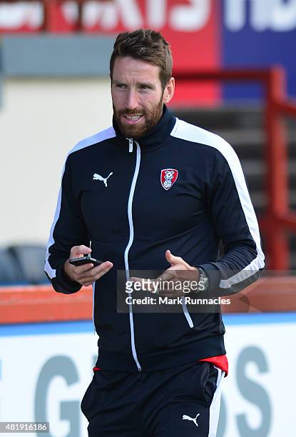 Kirk Broadfoot of Rotherham during a pre season friendly match between Patrick Thistle FC and Rotherham United at Firhill Stadium on July 25, 2015 in...