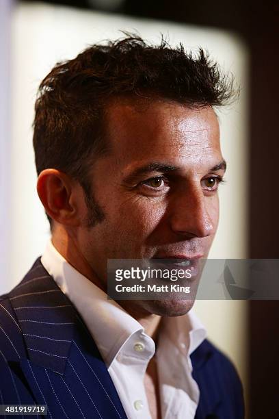 Alessandro Del Piero speaks to the media during the Asian Cup 2015 Ticket Launch at Four Seasons Hotel on April 2, 2014 in Sydney, Australia.