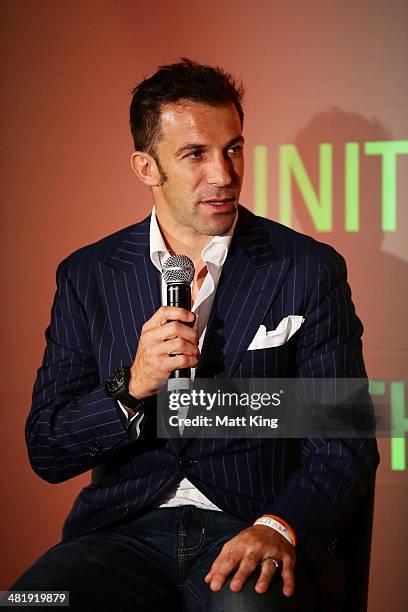 Alessandro Del Piero speaks during the Asian Cup 2015 Ticket Launch at Four Seasons Hotel on April 2, 2014 in Sydney, Australia.