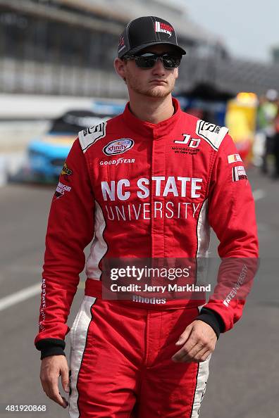 Harrison Rhodes Racing Harrison Rhodes, driver of the teamjdmotorsports.com Chevrolet, walks ...