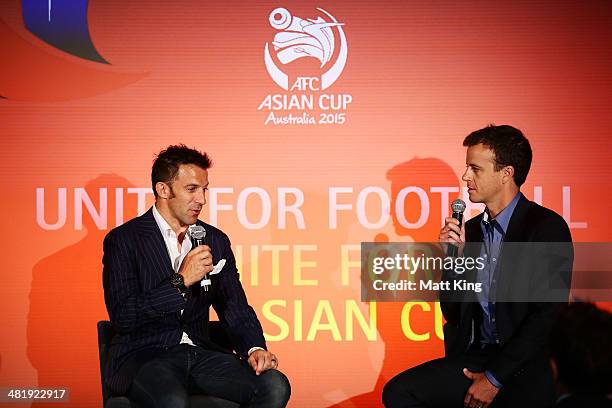 Alessandro Del Piero speaks during the Asian Cup 2015 Ticket Launch at Four Seasons Hotel on April 2, 2014 in Sydney, Australia.