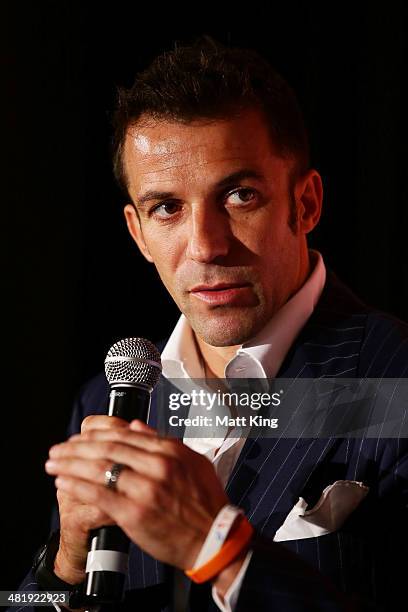 Alessandro Del Piero speaks during the Asian Cup 2015 Ticket Launch at Four Seasons Hotel on April 2, 2014 in Sydney, Australia.