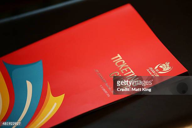Ticketing guide is shown during the Asian Cup 2015 Ticket Launch at Four Seasons Hotel on April 2, 2014 in Sydney, Australia.
