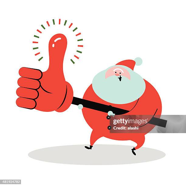 smiling santa claus holding big thumbs up sign - retirement celebration background stock illustrations