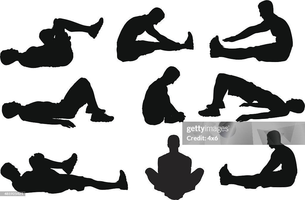 Man on ground stretching