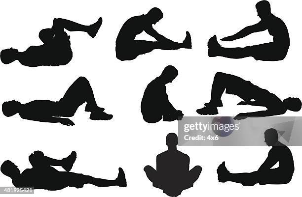 man on ground stretching - lying on back stock illustrations