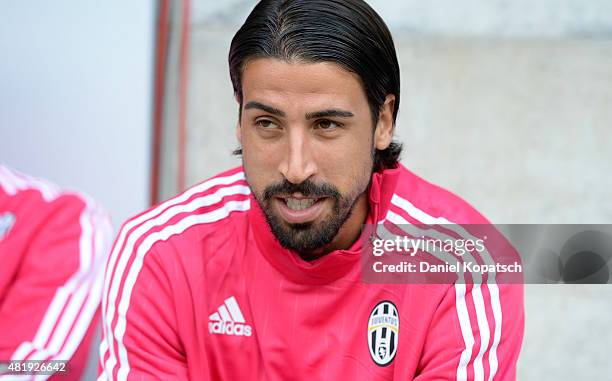 Sami Khedira of Juventus looks on prior to the friendly match between Juventus and Borussia Dortmund on July 25, 2015 in St Gallen, Switzerland.