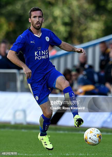 Christian Fuchs of Leicester City in action during the pre season friendly match between Mansfield Town and Leicester City at the One Call Stadium on...