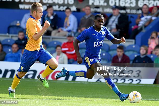 Jeff Schlupp of Leicester City in action during the pre season friendly match between Mansfield Town and Leicester City at the One Call Stadium on...