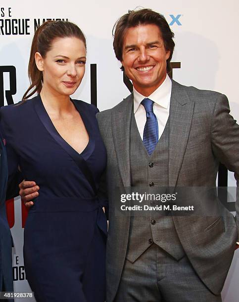 Rebecca Ferguson and Tom Cruise attend an exclusive screening of "Mission: Impossible Rogue Nation" at the BFI IMAX on July 25, 2015 in London,...