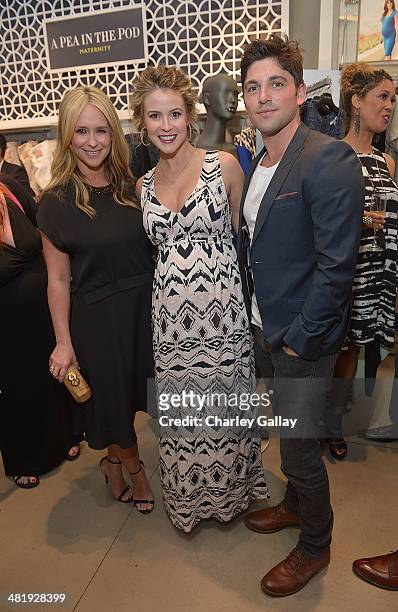Actresses Jennifer Love Hewitt and Lindsey Godfrey and actor Robert Adamson attends the launch of Jennifer Love Hewitt's new maternity line, 'L By...