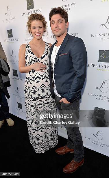 Actress Lindsey Godfrey and actor Robert Adamson attends the launch of Jennifer Love Hewitt's new maternity line, 'L By Jennifer Love Hewitt' at A...