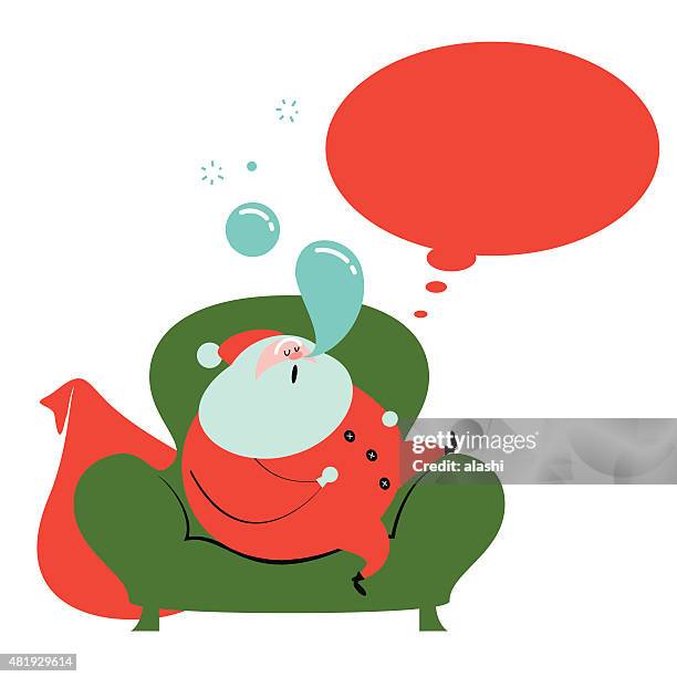 stockillustraties, clipart, cartoons en iconen met santa claus sleeping on sofa - alleen één seniore man