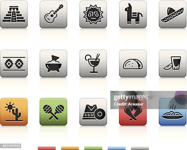 mexican culture & food| square - inca musical instrument stock illustrations